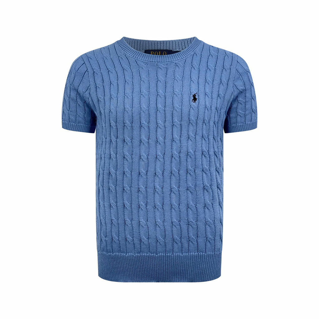 Ralph Lauren Men's Short‑Sleeve Cable‑Knit Crew Neck Sweater
