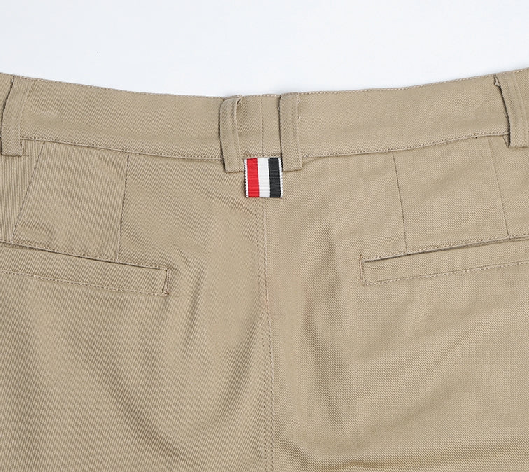 Thom Browne Style Men's Casual Cargo Pants - 100% Cotton with Adjustable Backstrap with Signature...