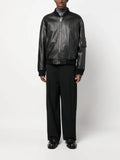 Dolce & Gabbana leather zip-up bomber jacket