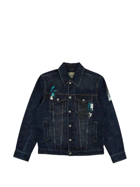 EVISU paint-splatter Daicock denim jacket
