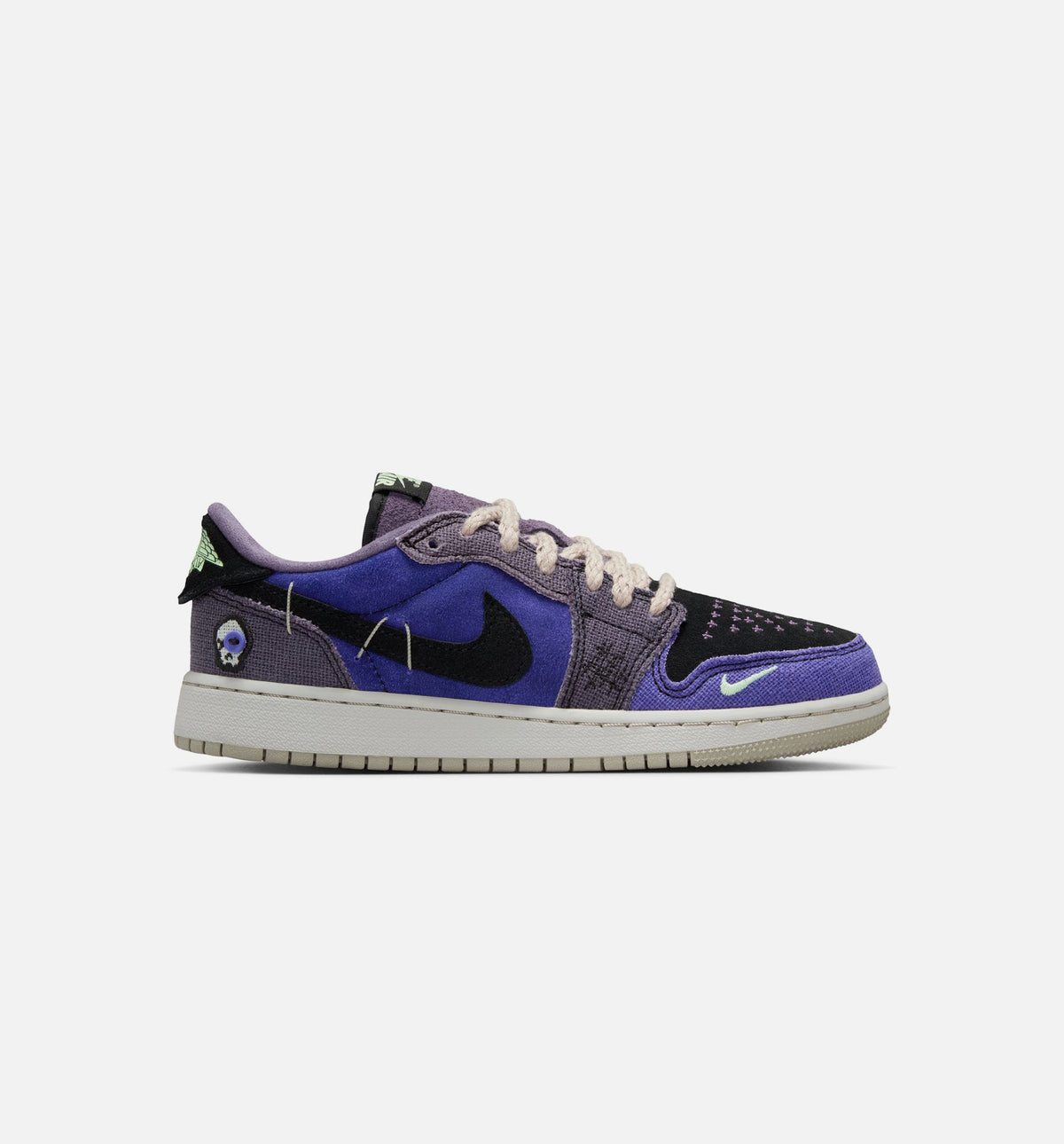 Air Jordan 1 Low OG Grade School Sneakers - Purple / Green / Black / Silver