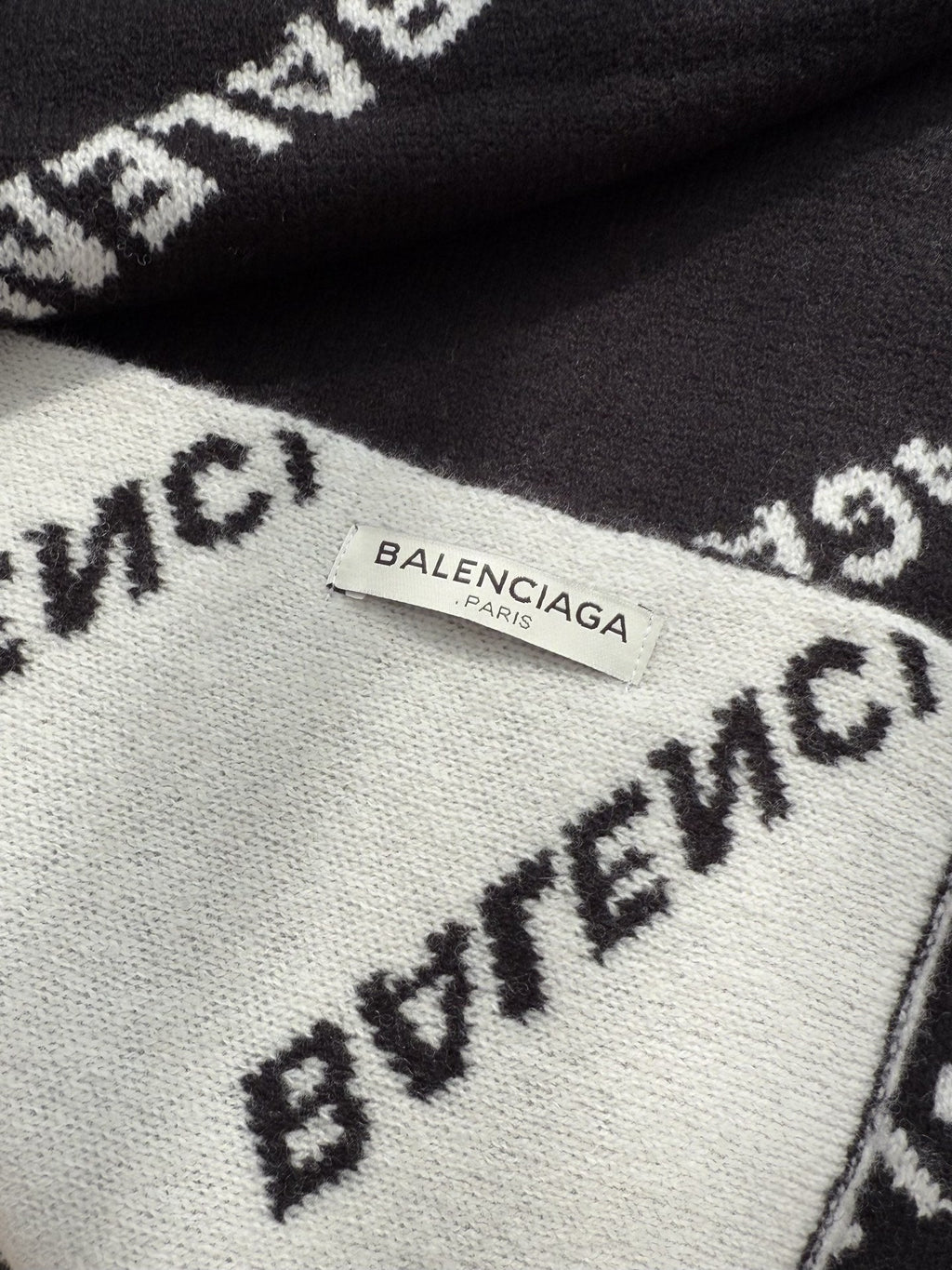 Balenciaga Style Reversible Logo Knit Scarf