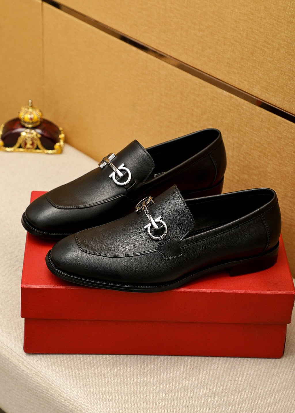 Ferragamo Black Textured Loafers