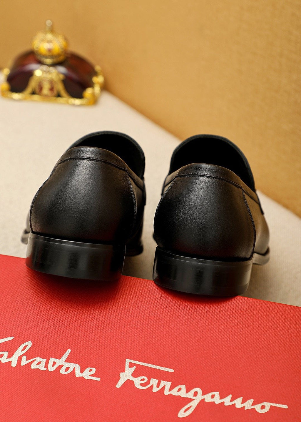 Ferragamo Black Textured Loafers