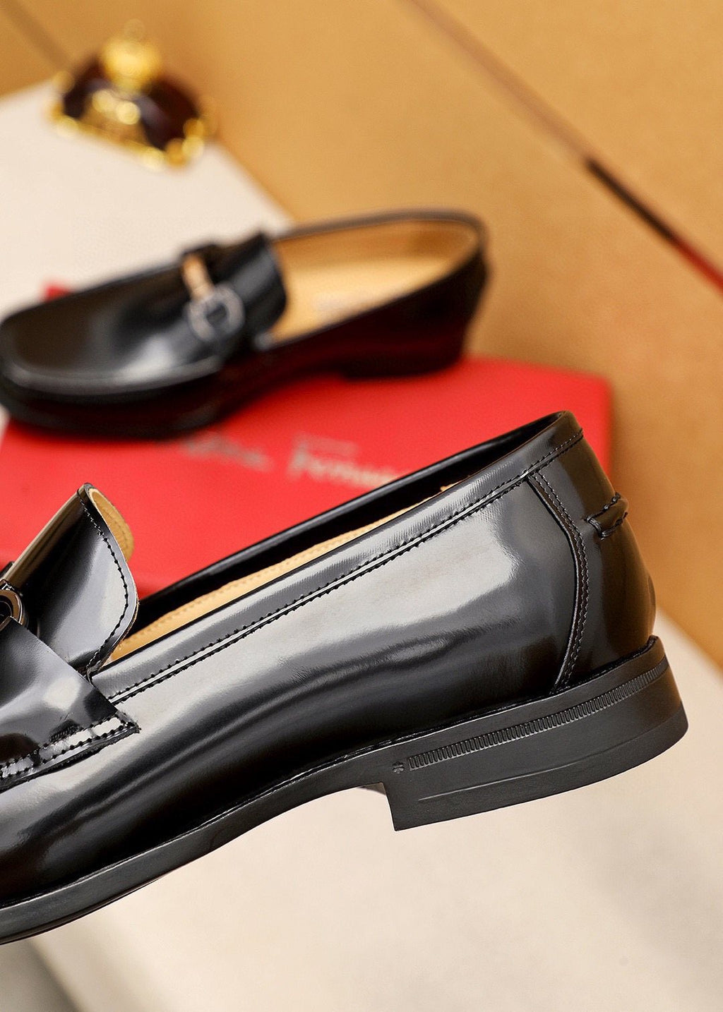 Ferragamo Black Buckle Leather Loafers - Silver-Tone Hardware