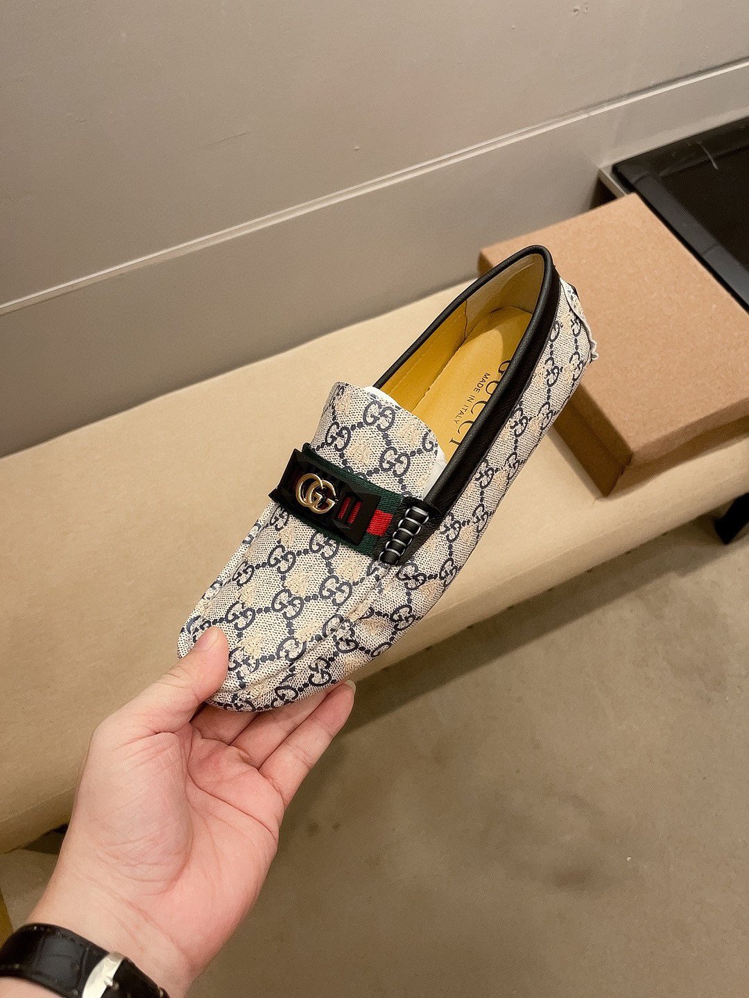 Gucci Monogram Stripe Loafers
