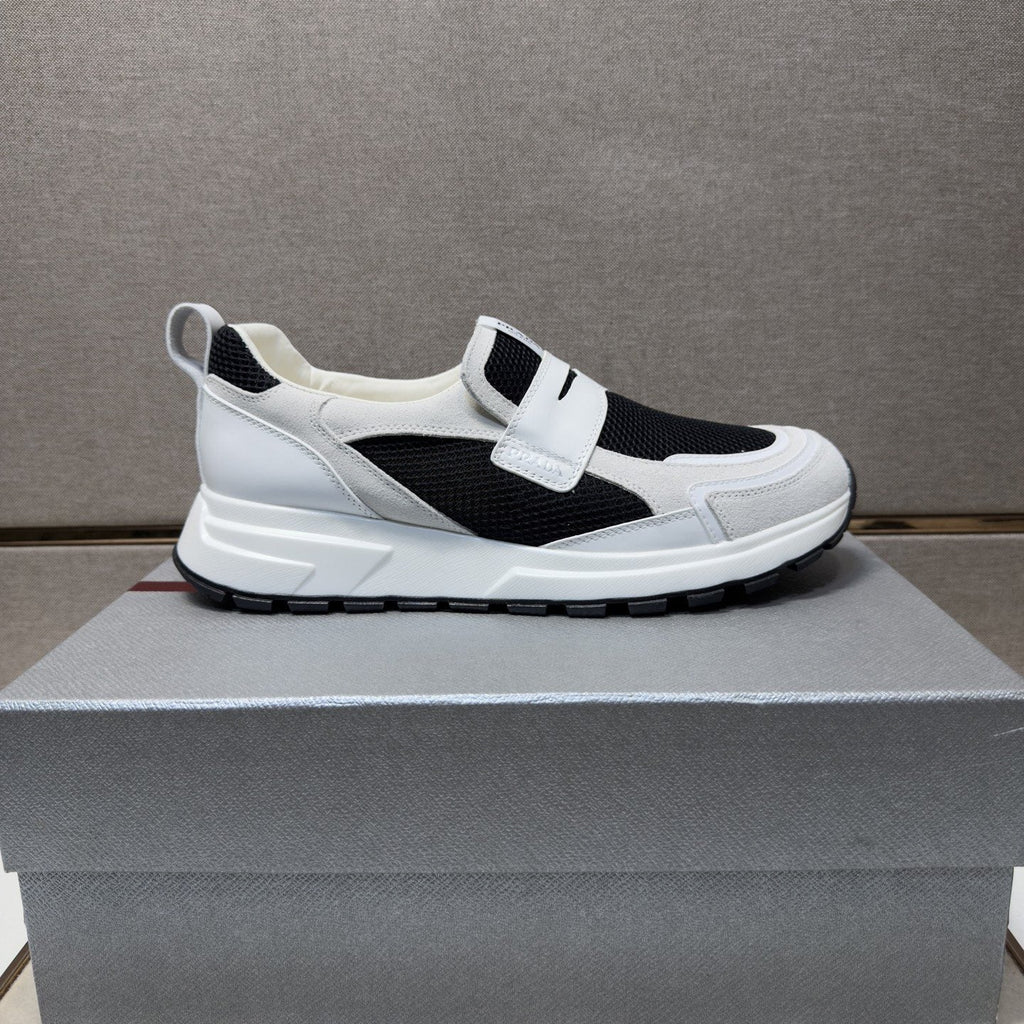 Prada Dark Navy Mesh Slip-On Sneakers