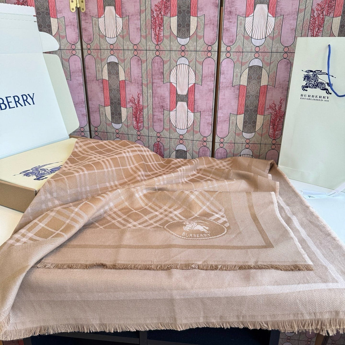 Burberry Fringed Woven Shawl