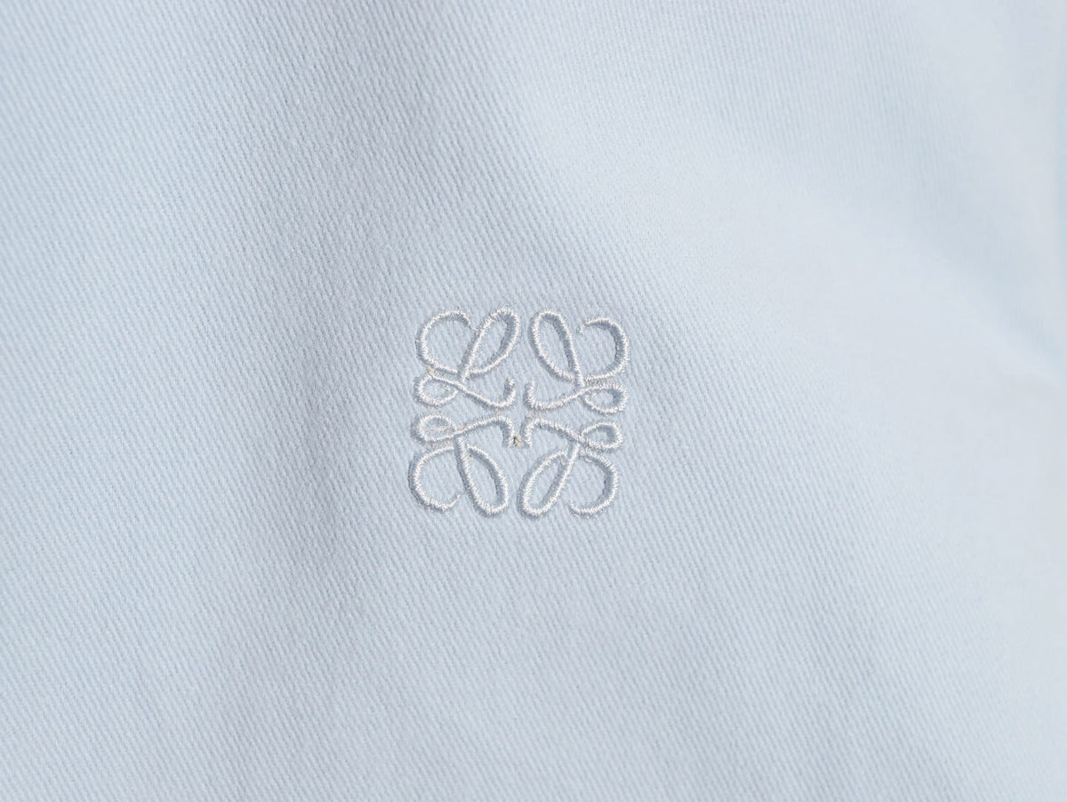 Loewe Detachable-Hood Cotton Shirt Jacket - Pale Blue